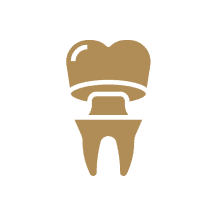 Tooth crown graphic on black background