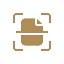 Document scanning icon on black background.